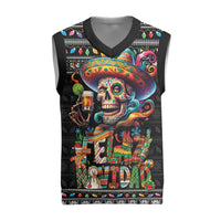 Mexican Sugar Skull Spanish Christmas Knitted V-Neck Vest Feliz Navidad Mexico - Wonder Print Shop