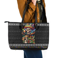 Mexican Sugar Skull Spanish Christmas Leather Tote Bag Feliz Navidad Mexico - Wonder Print Shop