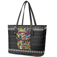 Mexican Sugar Skull Spanish Christmas Leather Tote Bag Feliz Navidad Mexico - Wonder Print Shop