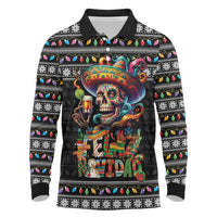 Mexican Sugar Skull Spanish Christmas Long Sleeve Polo Shirt Feliz Navidad Mexico - Wonder Print Shop