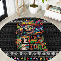 Mexican Sugar Skull Spanish Christmas Round Carpet Feliz Navidad Mexico - Wonder Print Shop