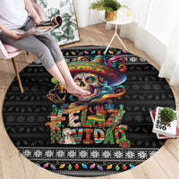 Mexican Sugar Skull Spanish Christmas Round Carpet Feliz Navidad Mexico - Wonder Print Shop