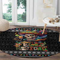 Mexican Sugar Skull Spanish Christmas Round Carpet Feliz Navidad Mexico - Wonder Print Shop