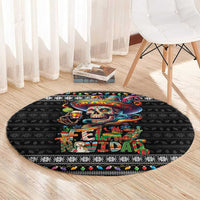 Mexican Sugar Skull Spanish Christmas Round Carpet Feliz Navidad Mexico - Wonder Print Shop
