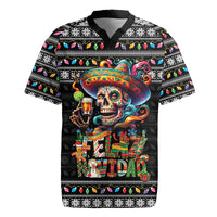 Mexican Sugar Skull Spanish Christmas Rugby Jersey Feliz Navidad Mexico - Wonder Print Shop