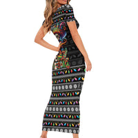 Mexican Sugar Skull Spanish Christmas Short Sleeve Bodycon Dress Feliz Navidad Mexico - Wonder Print Shop