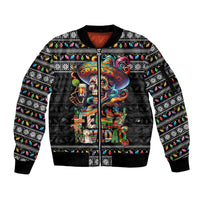 Mexican Sugar Skull Spanish Christmas Sleeve Zip Bomber Jacket Feliz Navidad Mexico - Wonder Print Shop