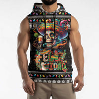 Mexican Sugar Skull Spanish Christmas Sleeveless Hoodie Feliz Navidad Mexico - Wonder Print Shop