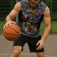 Mexican Sugar Skull Spanish Christmas Sleeveless Hoodie Feliz Navidad Mexico - Wonder Print Shop