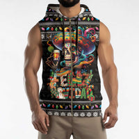 Mexican Sugar Skull Spanish Christmas Sleeveless Zip Hoodie Feliz Navidad Mexico - Wonder Print Shop