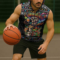Mexican Sugar Skull Spanish Christmas Sleeveless Zip Hoodie Feliz Navidad Mexico - Wonder Print Shop