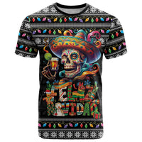 Mexican Sugar Skull Spanish Christmas T Shirt Feliz Navidad Mexico - Wonder Print Shop