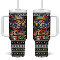 Mexican Sugar Skull Spanish Christmas Tumbler With Handle Feliz Navidad Mexico - Wonder Print Shop