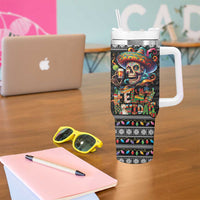Mexican Sugar Skull Spanish Christmas Tumbler With Handle Feliz Navidad Mexico - Wonder Print Shop