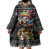 Mexican Sugar Skull Spanish Christmas Wearable Blanket Hoodie Feliz Navidad Mexico - Wonder Print Shop