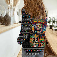 Mexican Sugar Skull Spanish Christmas Women Casual Shirt Feliz Navidad Mexico - Wonder Print Shop