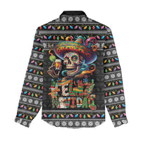 Mexican Sugar Skull Spanish Christmas Women Casual Shirt Feliz Navidad Mexico - Wonder Print Shop