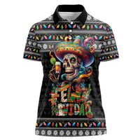 Mexican Sugar Skull Spanish Christmas Women Polo Shirt Feliz Navidad Mexico - Wonder Print Shop