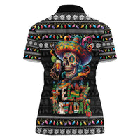 Mexican Sugar Skull Spanish Christmas Women Polo Shirt Feliz Navidad Mexico - Wonder Print Shop