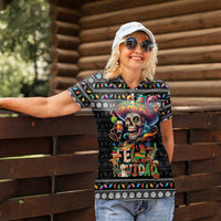 Mexican Sugar Skull Spanish Christmas Women Polo Shirt Feliz Navidad Mexico - Wonder Print Shop