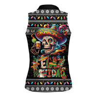 Mexican Sugar Skull Spanish Christmas Women Sleeveless Polo Shirt Feliz Navidad Mexico - Wonder Print Shop