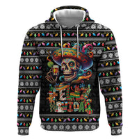 Mexican Sugar Skull Spanish Christmas Zip Hoodie Feliz Navidad Mexico - Wonder Print Shop