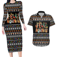 Mexican Sumbrero and Snowman Christmas Couples Matching Long Sleeve Bodycon Dress and Hawaiian Shirt Feliz Navidad Mexico - Wonder Print Shop