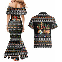 Mexican Sumbrero and Snowman Christmas Couples Matching Mermaid Dress and Hawaiian Shirt Feliz Navidad Mexico - Wonder Print Shop