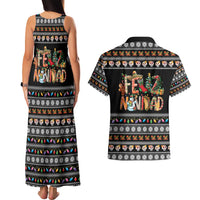 Mexican Sumbrero and Snowman Christmas Couples Matching Tank Maxi Dress and Hawaiian Shirt Feliz Navidad Mexico - Wonder Print Shop