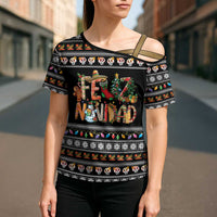 Mexican Sumbrero and Snowman Christmas Cross Shoulder Shirt Feliz Navidad Mexico - Wonder Print Shop