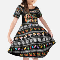 Mexican Sumbrero and Snowman Christmas Family Matching Long Sleeve Bodycon Dress and Hawaiian Shirt Feliz Navidad Mexico - Wonder Print Shop