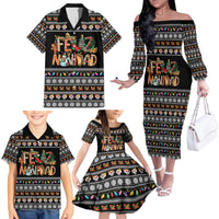 Mexican Sumbrero and Snowman Christmas Family Matching Off The Shoulder Long Sleeve Dress and Hawaiian Shirt Feliz Navidad Mexico - Wonder Print Shop