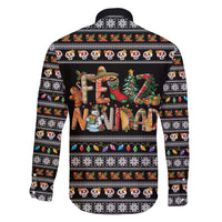 Mexican Sumbrero and Snowman Christmas Family Matching Off The Shoulder Long Sleeve Dress and Hawaiian Shirt Feliz Navidad Mexico - Wonder Print Shop