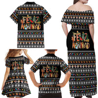 Mexican Sumbrero and Snowman Christmas Family Matching Off Shoulder Maxi Dress and Hawaiian Shirt Feliz Navidad Mexico - Wonder Print Shop