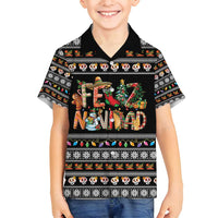 Mexican Sumbrero and Snowman Christmas Family Matching Off Shoulder Short Dress and Hawaiian Shirt Feliz Navidad Mexico - Wonder Print Shop