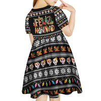 Mexican Sumbrero and Snowman Christmas Kid Short Sleeve Dress Feliz Navidad Mexico - Wonder Print Shop
