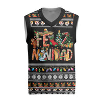 Mexican Sumbrero and Snowman Christmas Knitted V-Neck Vest Feliz Navidad Mexico - Wonder Print Shop