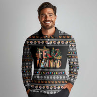 Mexican Sumbrero and Snowman Christmas Long Sleeve Polo Shirt Feliz Navidad Mexico - Wonder Print Shop
