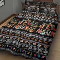 Mexican Sumbrero and Snowman Christmas Quilt Bed Set Feliz Navidad Mexico - Wonder Print Shop