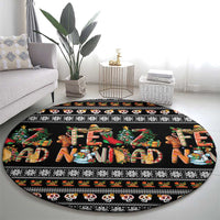 Mexican Sumbrero and Snowman Christmas Round Carpet Feliz Navidad Mexico - Wonder Print Shop