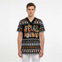 Mexican Sumbrero and Snowman Christmas Scrub Top Feliz Navidad Mexico - Wonder Print Shop