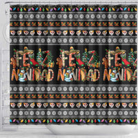 Mexican Sumbrero and Snowman Christmas Shower Curtain Feliz Navidad Mexico - Wonder Print Shop