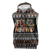 Mexican Sumbrero and Snowman Christmas Sleeveless Zip Hoodie Feliz Navidad Mexico - Wonder Print Shop