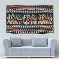 Mexican Sumbrero and Snowman Christmas Tapestry Feliz Navidad Mexico - Wonder Print Shop