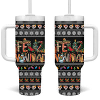Mexican Sumbrero and Snowman Christmas Tumbler With Handle Feliz Navidad Mexico - Wonder Print Shop