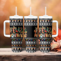 Mexican Sumbrero and Snowman Christmas Tumbler With Handle Feliz Navidad Mexico - Wonder Print Shop