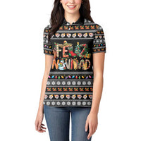 Mexican Sumbrero and Snowman Christmas Women Polo Shirt Feliz Navidad Mexico - Wonder Print Shop