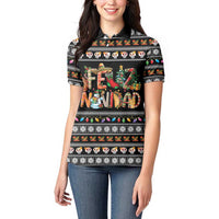 Mexican Sumbrero and Snowman Christmas Women Polo Shirt Feliz Navidad Mexico - Wonder Print Shop