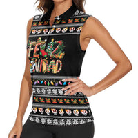Mexican Sumbrero and Snowman Christmas Women Sleeveless Polo Shirt Feliz Navidad Mexico - Wonder Print Shop