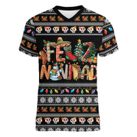 Mexican Sumbrero and Snowman Christmas Women V-Neck T-Shirt Feliz Navidad Mexico - Wonder Print Shop